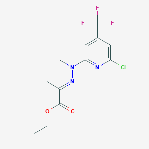 molecular formula C12H13ClF3N3O2 B1401697 2-[(6-Chloro-4-trifluoromethyl-pyridin-2-yl)-methyl-hydrazono]-propionic acid ethyl ester CAS No. 1311283-76-7