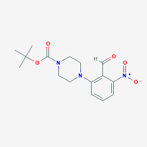 molecular formula C16H21N3O5 B1401708 tert-Butyl 4-(2-formyl-3-nitrophenyl)-piperazine-1-carboxylate CAS No. 1774893-51-4