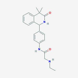 molecular formula C21H25N3O2 B14017109 Acetamide, 2-(ethylamino)-N-(4-(1,2,3,4-tetrahydro-4,4-dimethyl-3-oxo-1-isoquinolinyl)phenyl)- CAS No. 54087-43-3