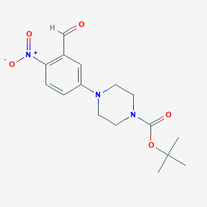 molecular formula C16H21N3O5 B1401721 tert-Butyl 4-(3-formyl-4-nitrophenyl)piperazine-1-carboxylate CAS No. 1395101-69-5