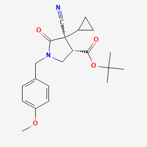 molecular formula C21H26N2O4 B14017227 tert-butyl (3S,4S)-4-cyano-4-cyclopropyl-1-[(4-methoxyphenyl)methyl]-5-oxo-pyrrolidine-3-carboxylate 