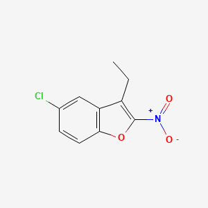 molecular formula C10H8ClNO3 B14017323 5-Chloro-3-ethyl-2-nitro-1-benzofuran CAS No. 33094-75-6