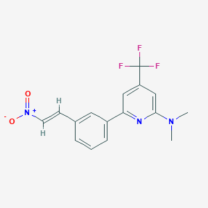 molecular formula C16H14F3N3O2 B1401735 Dimethyl-{6-[3-((E)-2-nitro-vinyl)-phenyl]-4-trifluoromethyl-pyridin-2-yl}-amine CAS No. 1311284-08-8