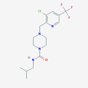 molecular formula C16H22ClF3N4O B1401738 4-(3-Chloro-5-trifluoromethyl-pyridin-2-ylmethyl)-piperazine-1-carboxylic acid isobutyl-amide CAS No. 1311280-27-9