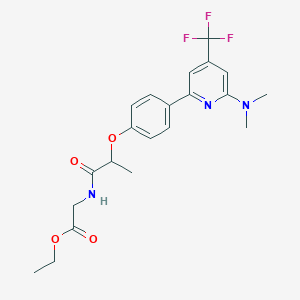 molecular formula C21H24F3N3O4 B1401740 {2-[4-(6-Dimethylamino-4-trifluoromethyl-pyridin-2-yl)-phenoxy]-propionylamino}-acetic acid ethyl ester CAS No. 1311278-73-5