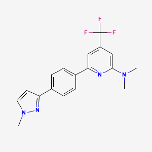 molecular formula C18H17F3N4 B1401742 Dimethyl-{6-[4-(1-methyl-1H-pyrazol-3-yl)-phenyl]-4-trifluoromethyl-pyridin-2-yl}-amine CAS No. 1311279-45-4