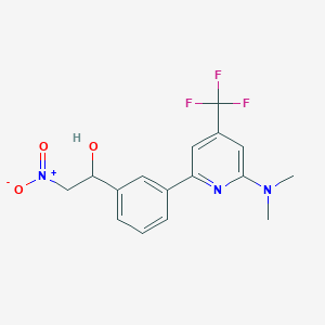 molecular formula C16H16F3N3O3 B1401747 1-[3-(6-Dimethylamino-4-trifluoromethyl-pyridin-2-yl)-phenyl]-2-nitro-ethanol CAS No. 1311279-63-6
