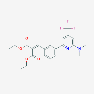 molecular formula C22H23F3N2O4 B1401752 2-[3-(6-Dimethylamino-4-trifluoromethyl-pyridin-2-yl)-benzylidene]-malonic acid diethyl ester CAS No. 1311280-35-9