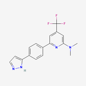molecular formula C17H15F3N4 B1401756 Dimethyl-{6-[4-(1H-pyrazol-3-yl)-phenyl]-4-trifluoromethyl-pyridin-2-yl}-amine CAS No. 1311279-87-4