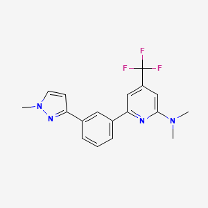 molecular formula C18H17F3N4 B1401763 Dimethyl-{6-[3-(1-methyl-1H-pyrazol-3-yl)-phenyl]-4-trifluoromethyl-pyridin-2-yl}-amine CAS No. 1311279-58-9