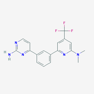 molecular formula C18H16F3N5 B1401765 4-[3-(6-二甲基氨基-4-三氟甲基-吡啶-2-基)-苯基]-嘧啶-2-胺 CAS No. 1311279-85-2