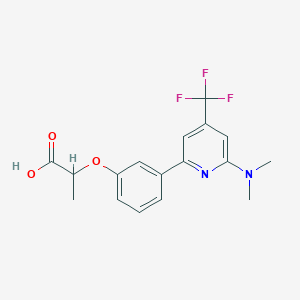 B1401768 2-[3-(6-Dimethylamino-4-trifluoromethyl-pyridin-2-yl)-phenoxy]-propionic acid CAS No. 1311278-71-3