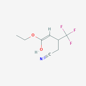 B1401769 (E)-5-Ethoxy-5-hydroxy-3-trifluoromethyl-pent-4-enenitrile CAS No. 1311283-94-9
