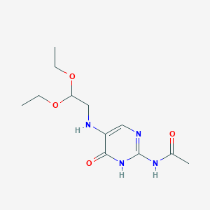 molecular formula C12H20N4O4 B14017721 N-[5-(2,2-diethoxyethylamino)-6-oxo-1H-pyrimidin-2-yl]acetamide CAS No. 3005-74-1