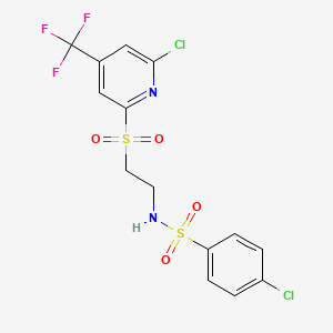 molecular formula C14H11Cl2F3N2O4S2 B1401778 4-Chloro-N-[2-(6-chloro-4-trifluoromethyl-pyridine-2-sulfonyl)-ethyl]-benzenesulfonamide CAS No. 1311278-04-2