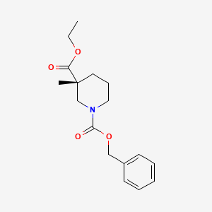 molecular formula C17H23NO4 B14017783 1-Benzyl 3-ethyl (3R)-3-methylpiperidine-1,3-dicarboxylate 