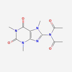 molecular formula C12H15N5O4 B14017858 N-acetyl-N-(1,3,7-trimethyl-2,6-dioxo-purin-8-yl)acetamide CAS No. 6278-77-9