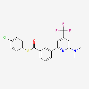 molecular formula C21H16ClF3N2OS B1401787 3-(6-Dimethylamino-4-trifluoromethyl-pyridin-2-yl)-thiobenzoic acid S-(4-chloro-phenyl) ester CAS No. 1311279-00-1