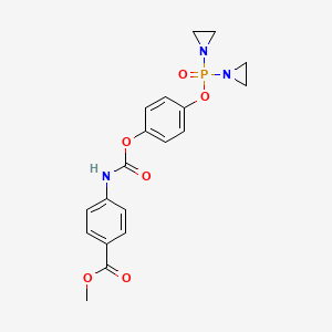 molecular formula C19H20N3O6P B14017900 Benzoic acid, 4-(((4-((bis(1-aziridinyl)phosphinyl)oxy)phenoxy)carbonyl)amino)-, methyl ester CAS No. 41920-57-4