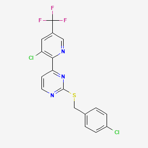 molecular formula C17H10Cl2F3N3S B1401801 2-(4-Chloro-benzylsulfanyl)-4-(3-chloro-5-trifluoromethyl-pyridin-2-yl)-pyrimidine CAS No. 1311279-53-4