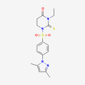 molecular formula C17H20N4O3S2 B14018072 1-[4-(3,5-Dimethylpyrazol-1-yl)phenyl]sulfonyl-3-ethyl-2-sulfanylidene-1,3-diazinan-4-one CAS No. 69181-02-8