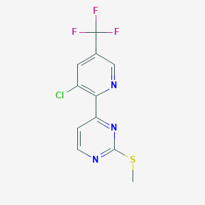B1401822 4-(3-Chloro-5-trifluoromethyl-pyridin-2-yl)-2-methylsulfanyl-pyrimidine CAS No. 1311279-25-0