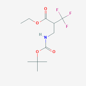 molecular formula C11H18F3NO4 B14018255 Ethyl 2-(((tert-butoxycarbonyl)amino)methyl)-3,3,3-trifluoropropanoate 