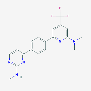 molecular formula C19H18F3N5 B1401833 {4-[4-(6-二甲氨基-4-三氟甲基-吡啶-2-基)-苯基]-嘧啶-2-基}-甲胺 CAS No. 1311279-69-2