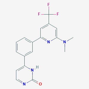 molecular formula C18H15F3N4O B1401839 4-[3-(6-二甲氨基-4-三氟甲基-吡啶-2-基)-苯基]-嘧啶-2-醇 CAS No. 1311279-04-5