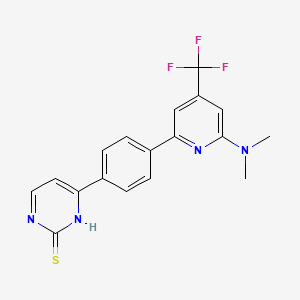 molecular formula C18H15F3N4S B1401840 4-[4-(6-Dimethylamino-4-trifluoromethyl-pyridin-2-yl)-phenyl]-pyrimidine-2-thiol CAS No. 1311278-15-5