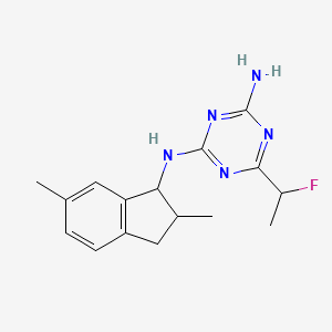 molecular formula C16H20FN5 B14018441 N-(2,6-dimethylindan-1-yl)-6-(1-fluoroethyl)-1,3,5-triazine-2,4-diamine 