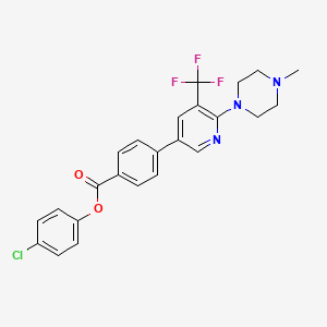 molecular formula C24H21ClF3N3O2 B1401856 4-[6-(4-Methyl-piperazin-1-yl)-5-trifluoromethyl-pyridin-3-yl]-benzoic acid 4-chloro-phenyl ester CAS No. 1311279-90-9