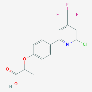 molecular formula C15H11ClF3NO3 B1401870 2-[4-(6-Chloro-4-trifluoromethyl-pyridin-2-yl)-phenoxy]-propionic acid CAS No. 1311280-17-7