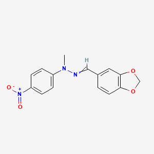 molecular formula C15H13N3O4 B14018783 N-(Benzo[1,3]dioxol-5-ylmethylideneamino)-N-methyl-4-nitro-aniline CAS No. 19258-50-5