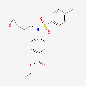 molecular formula C20H23NO5S B14019001 Benzoic acid,4-[[(4-methylphenyl)sulfonyl][2-(2-oxiranyl)ethyl]amino]-, ethyl ester CAS No. 10084-05-6