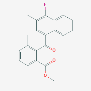 molecular formula C21H17FO3 B14019002 Methyl 2-(4-fluoro-3-methylnaphthalene-1-carbonyl)-3-methylbenzoate CAS No. 37113-10-3