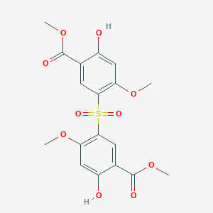 molecular formula C18H18O10S B14019120 Methyl 2-hydroxy-5-(4-hydroxy-2-methoxy-5-methoxycarbonyl-phenyl)sulfonyl-4-methoxy-benzoate CAS No. 56923-25-2