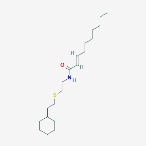 molecular formula C20H37NOS B140192 (E)-N-[2-(2-cyclohexylethylsulfanyl)ethyl]dec-2-enamide CAS No. 137089-36-2
