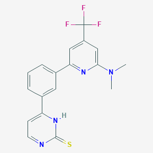 molecular formula C18H15F3N4S B1401924 4-[3-(6-二甲基氨基-4-三氟甲基吡啶-2-基)-苯基]-嘧啶-2-硫醇 CAS No. 1311279-01-2