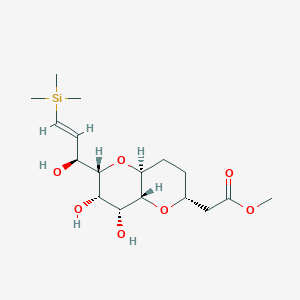 molecular formula C17H30O7Si B14019255 methyl 2-[(2S,3S,4R,4aR,6R,8aS)-3,4-dihydroxy-2-[(E,1S)-1-hydroxy-3-trimethylsilylprop-2-enyl]-2,3,4,4a,6,7,8,8a-octahydropyrano[3,2-b]pyran-6-yl]acetate 