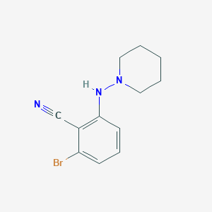 molecular formula C12H14BrN3 B1401932 2-Bromo-6-(piperidin-1-ylamino)benzonitrile CAS No. 1602288-43-6