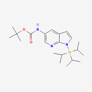 molecular formula C21H35N3O2Si B1401933 1-Triisopropylsilanyl-5-(boc-amino)-7-azaindole CAS No. 651744-43-3