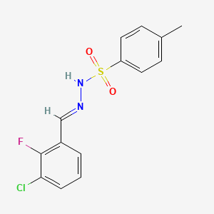 molecular formula C14H12ClFN2O2S B14019432 N-[(E)-(3-chloro-2-fluorophenyl)methylideneamino]-4-methylbenzenesulfonamide 