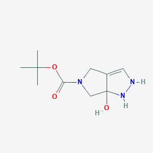 molecular formula C10H17N3O3 B14019586 Tert-butyl 6a-hydroxy-1,2,6,6a-tetrahydropyrrolo[3,4-c]pyrazole-5(4H)-carboxylate 