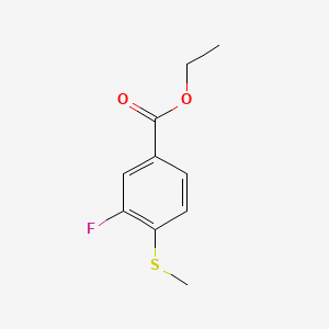 molecular formula C10H11FO2S B14019622 Ethyl 3-fluoro-4-(methylthio)benzoate 