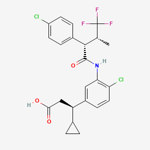 molecular formula C23H22Cl2F3NO3 B14019628 (3R)-3-[4-chloro-3-[[(2S,3R)-2-(4-chlorophenyl)-4,4,4-trifluoro-3-methylbutanoyl]amino]phenyl]-3-cyclopropylpropanoic acid 