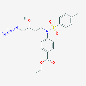 molecular formula C20H24N4O5S B14019935 Ethyl 4-[(4-azido-3-hydroxybutyl)-(4-methylphenyl)sulfonylamino]benzoate CAS No. 10084-06-7