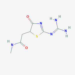 molecular formula C7H11N5O2S B1401994 2-(2-{[amino(imino)methyl]amino}-4-oxo-4,5-dihydro-1,3-thiazol-5-yl)-N-methylacetamide CAS No. 1428139-96-1