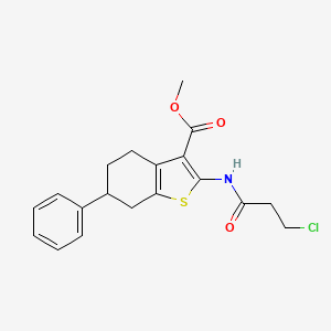 molecular formula C19H20ClNO3S B1401995 Methyl 2-[(3-chloropropanoyl)amino]-6-phenyl-4,5,6,7-tetrahydro-1-benzothiophene-3-carboxylate CAS No. 1365963-72-9