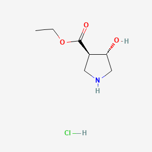 molecular formula C7H14ClNO3 B14020003 Ethyl trans-4-hydroxypyrrolidine-3-carboxylate;hydrochloride 